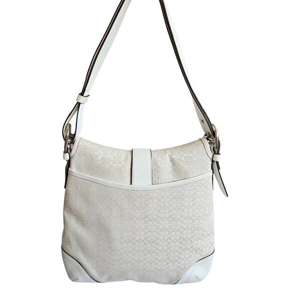 Y2k Coach Signature Soho Shoulder Bag/Crossbody #6376 In Winter White & Cream - Picture 3 of 7